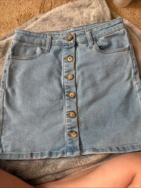 Arizona Jean Company Light Blue Button-Front Denim Mini Skirt